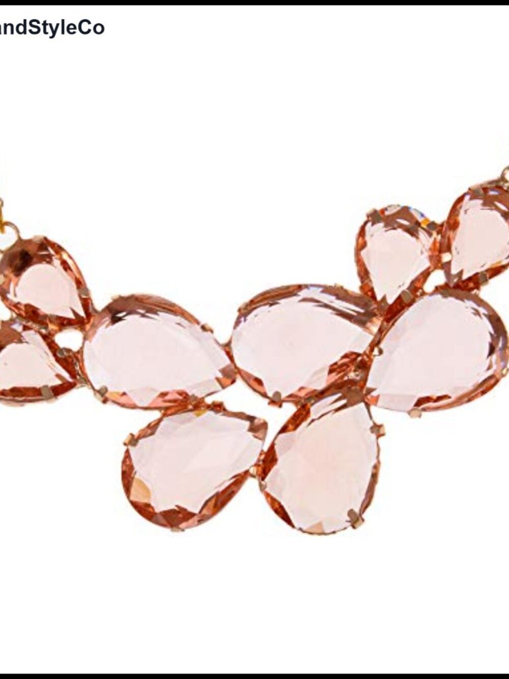 Rose Gold Champagne Crystal Teardrop Cluster Chunky Statement Bib Pendant